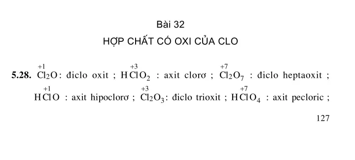 Bài 32: Hợp chất có oxi của clo