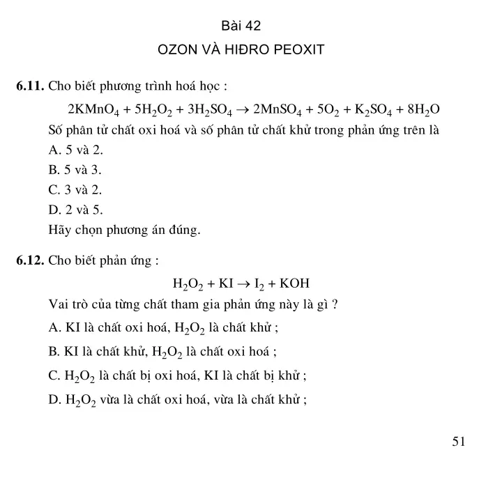 Bài 42: Ozon và hiđro peoxit