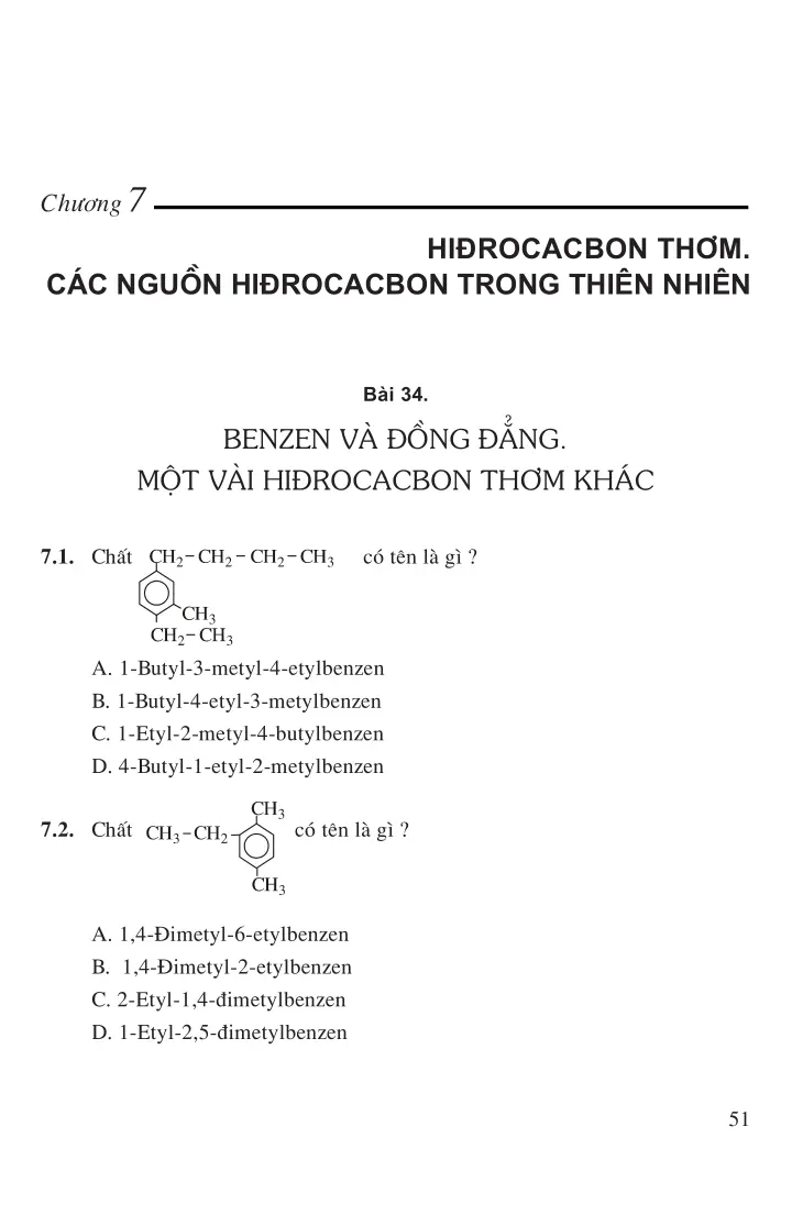 Bài 35: Benzen và đồng đẳng. Một số hiđrocacbon thơm khác