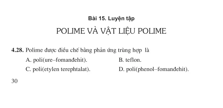 Bài 15: Luyện tập: Polime và vật liệu polime