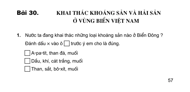 Bài 30: Khai thác khoáng sản và hải sản của vùng biển Việt Nam