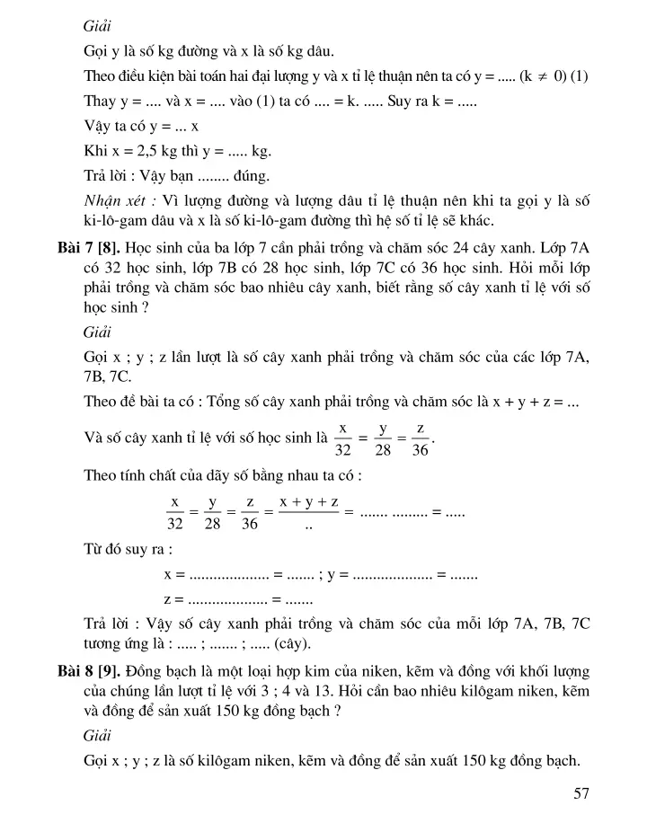 Bài 2: Một số bài toán về đại lượng tỉ lệ thuận