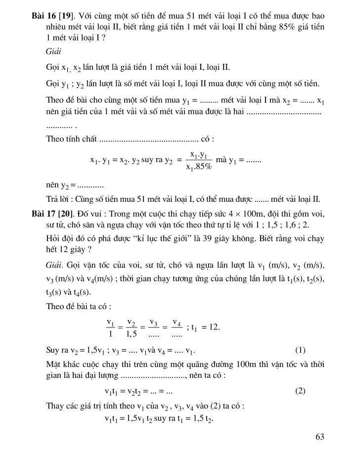 Bài 4: Một số bài toán về đại lượng tỉ lệ nghịch