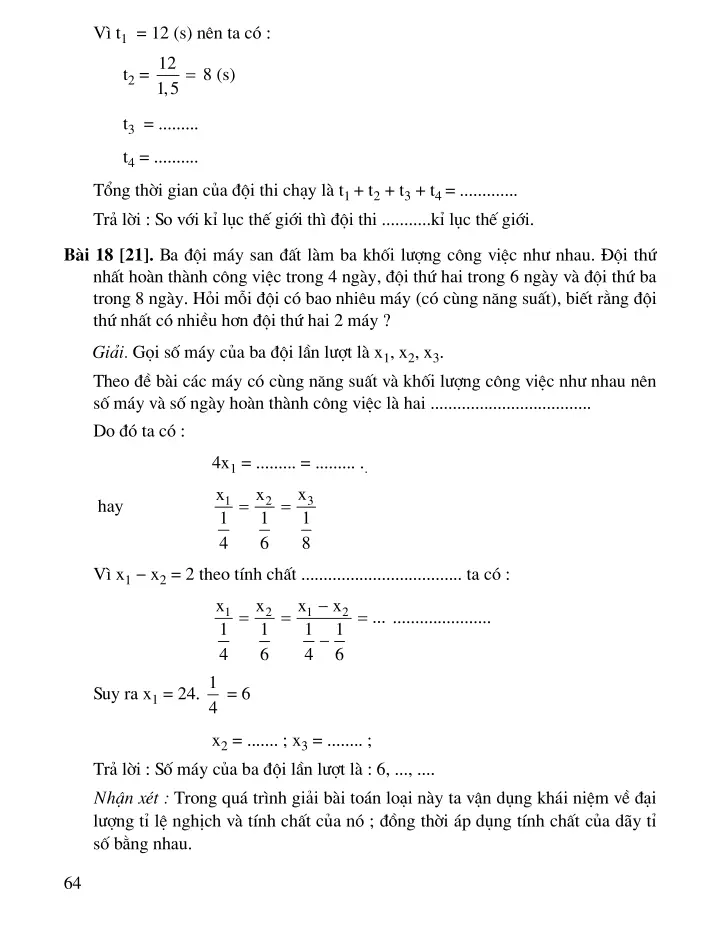 Bài 4: Một số bài toán về đại lượng tỉ lệ nghịch