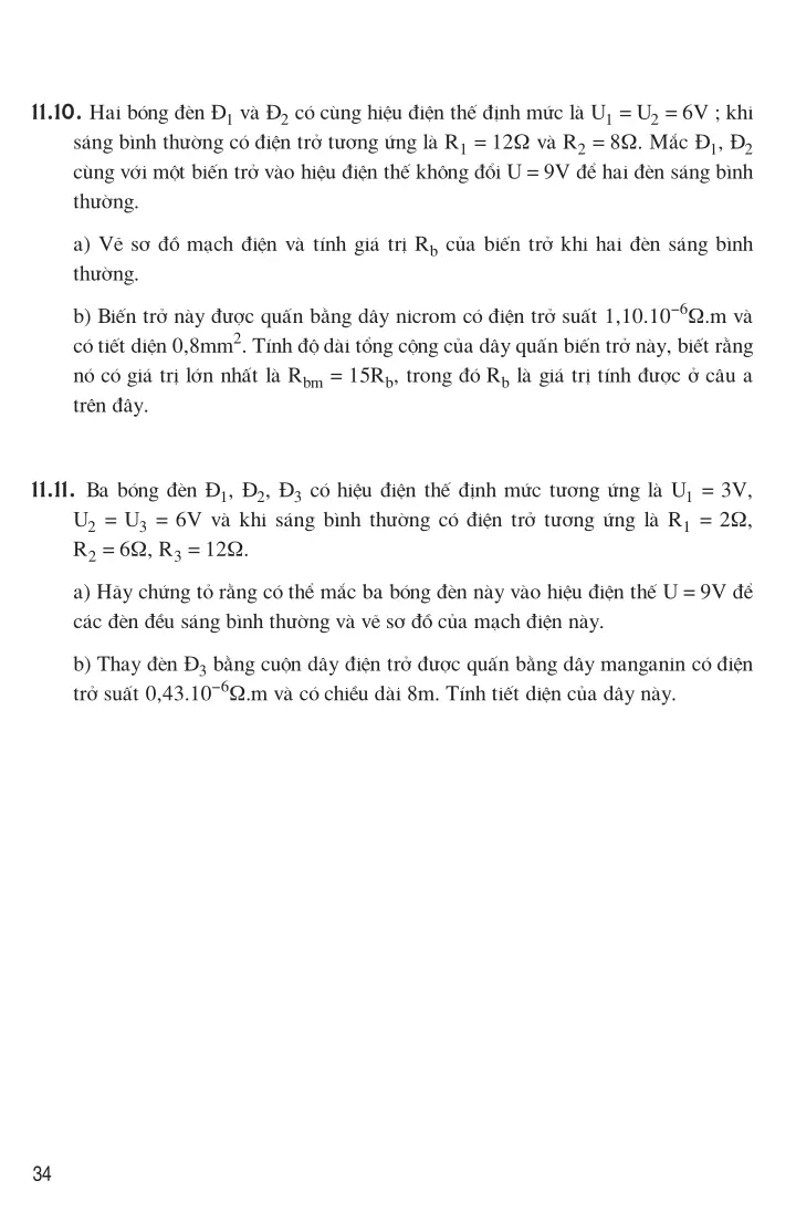 Bài 11: Bài tập vận dụng định luật Ôm và công thức tính điện trở của dây dẫn