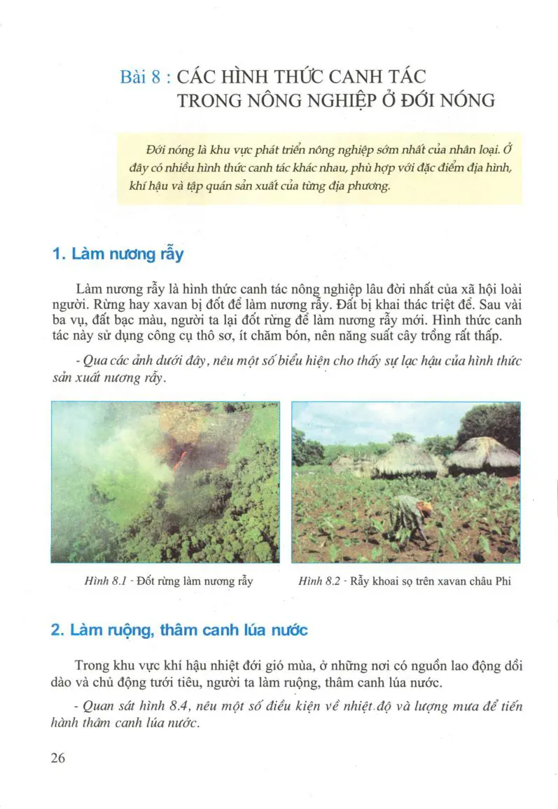 Bài 8: Các hình thức canh tác trong nông nghiệp ở đới nóng