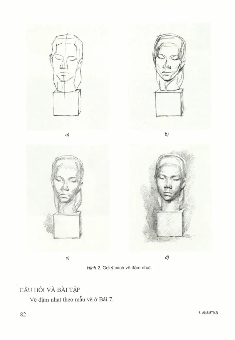 Bài 8 Vẽ theo mẫu Vẽ tượng chân dung (Tượng thạch cao - Vẽ đậm nhạt)