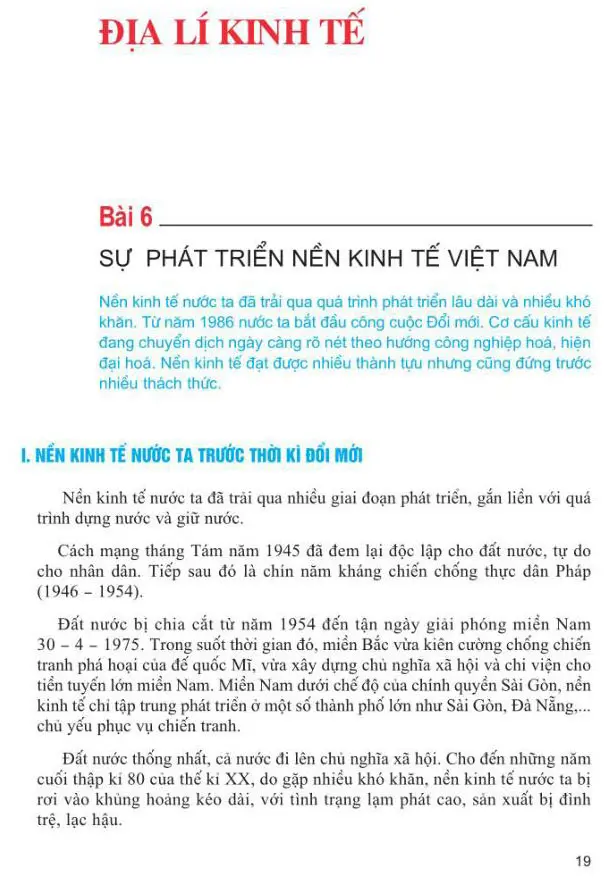 Bài 6: Sự phát triển nền kinh tế Việt Nam
