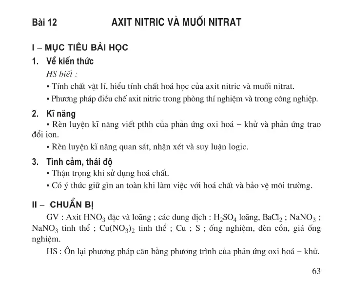 Bài 12: Axit nitric và muối nitrat