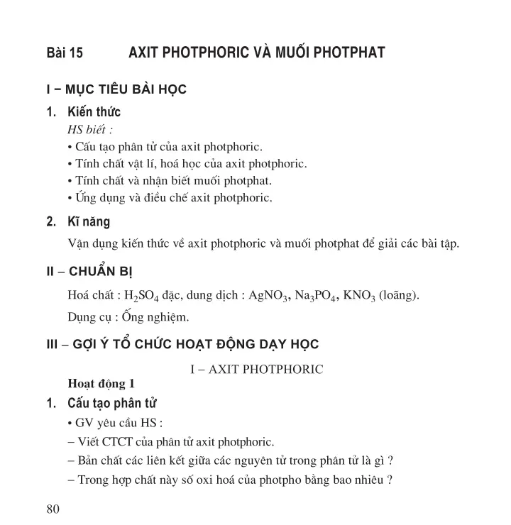 Bài 15: Axit photphoric và muối photphat