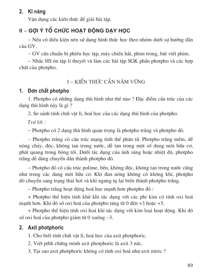 Bài 17: Luyện tập. Tính chất của photpho và các hợp chất của photpho
