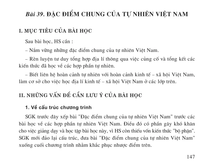 Bài 39: Đặc điểm chung của tự nhiên Việt Nam (1 tiết)