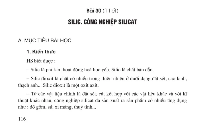 Bài 30 (1 tiết) : Silic. Công nghiệp silicat 116