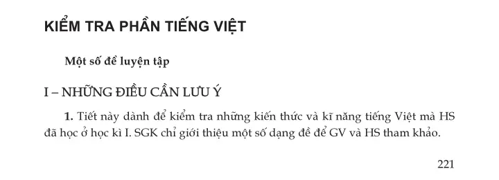 Kiểm tra phần Tiếng Việt