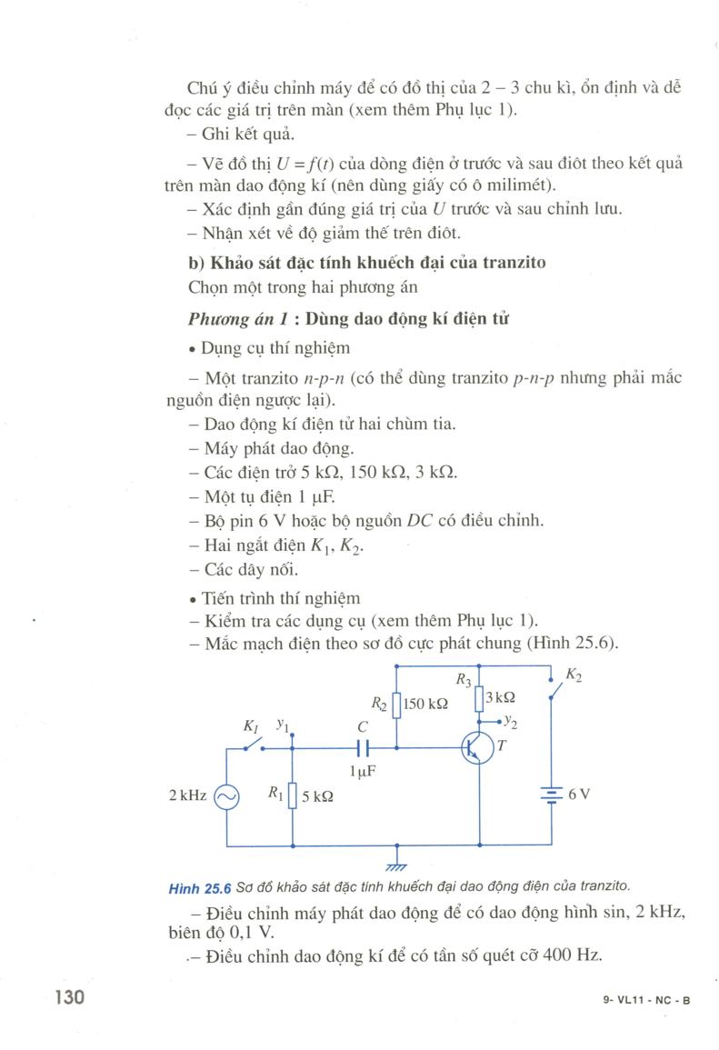 Bài 25. Thực hành: Khảo sát đặc tính chỉnh lưu của điôt bán dẫn và đặc tính khuếch đại của tranzito