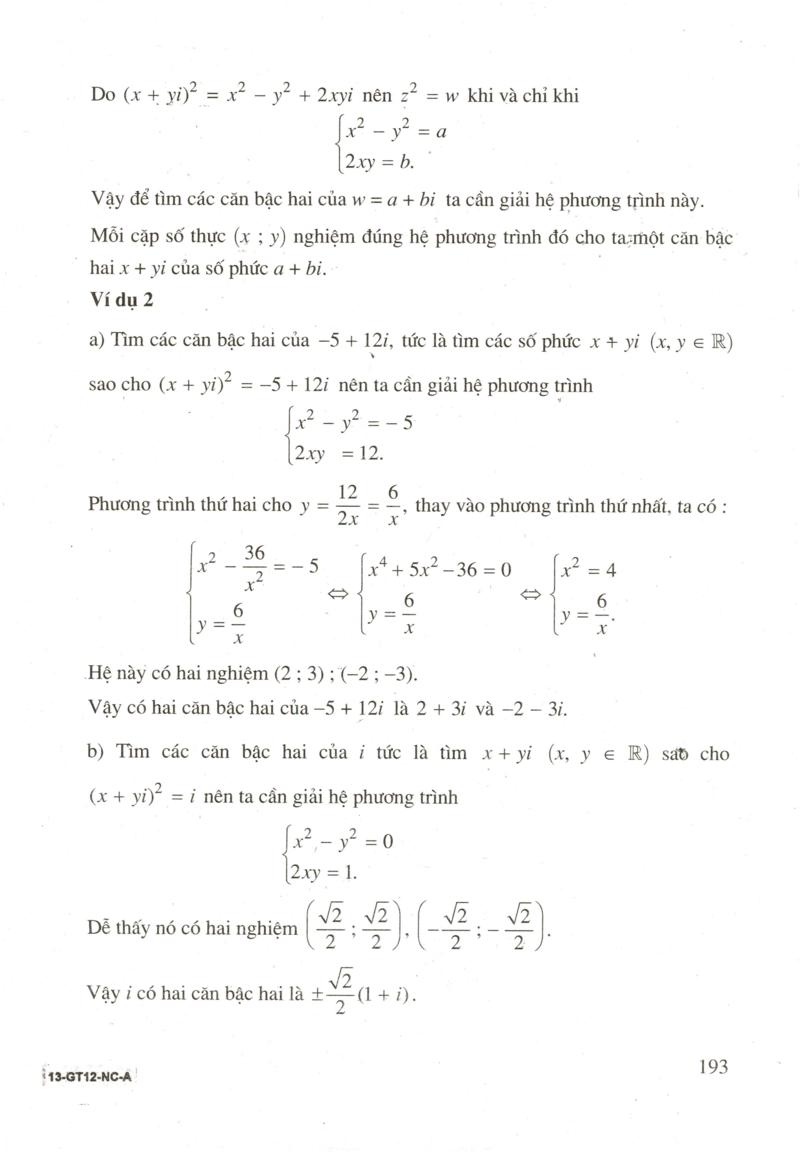 Căn bậc hai của số phức và phương trình bậc hai