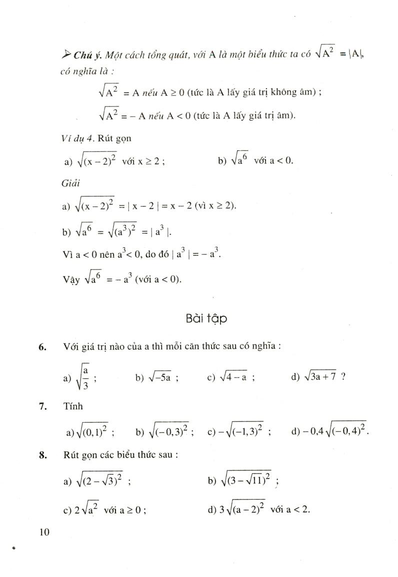 Căn thức bậc hai và hằng đẳng thức √A^2 = |A|