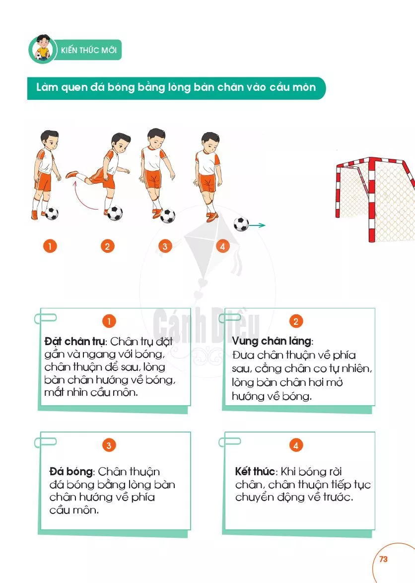 Bài 21: Làm quen đá bóng bằng lòng bàn chân vào cầu môn