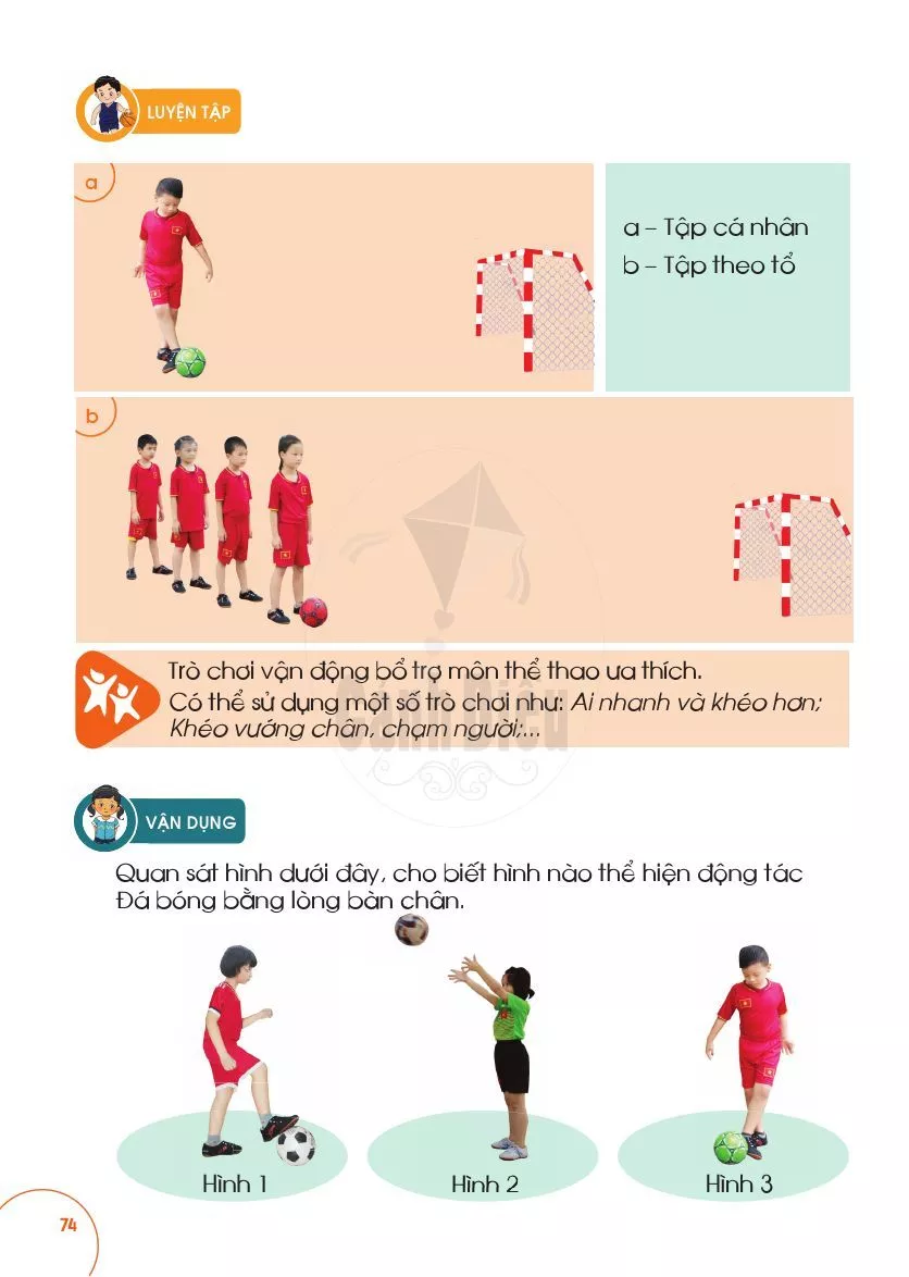 Bài 21: Làm quen đá bóng bằng lòng bàn chân vào cầu môn