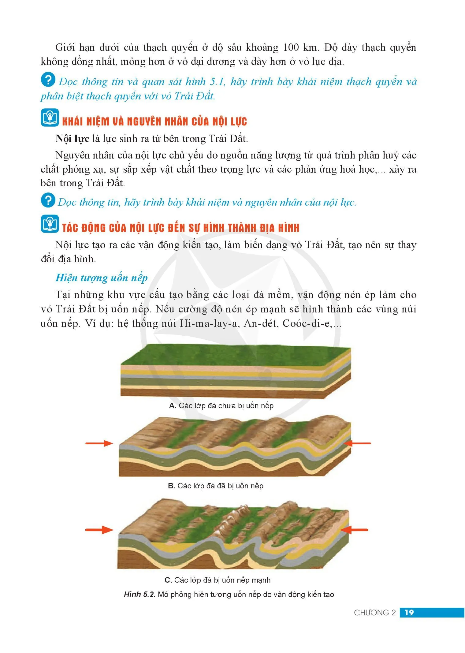 Bài 5. Thạch quyển. Nội lực và tác động của nội lực đến địa hình bề mặt Trái Đất
