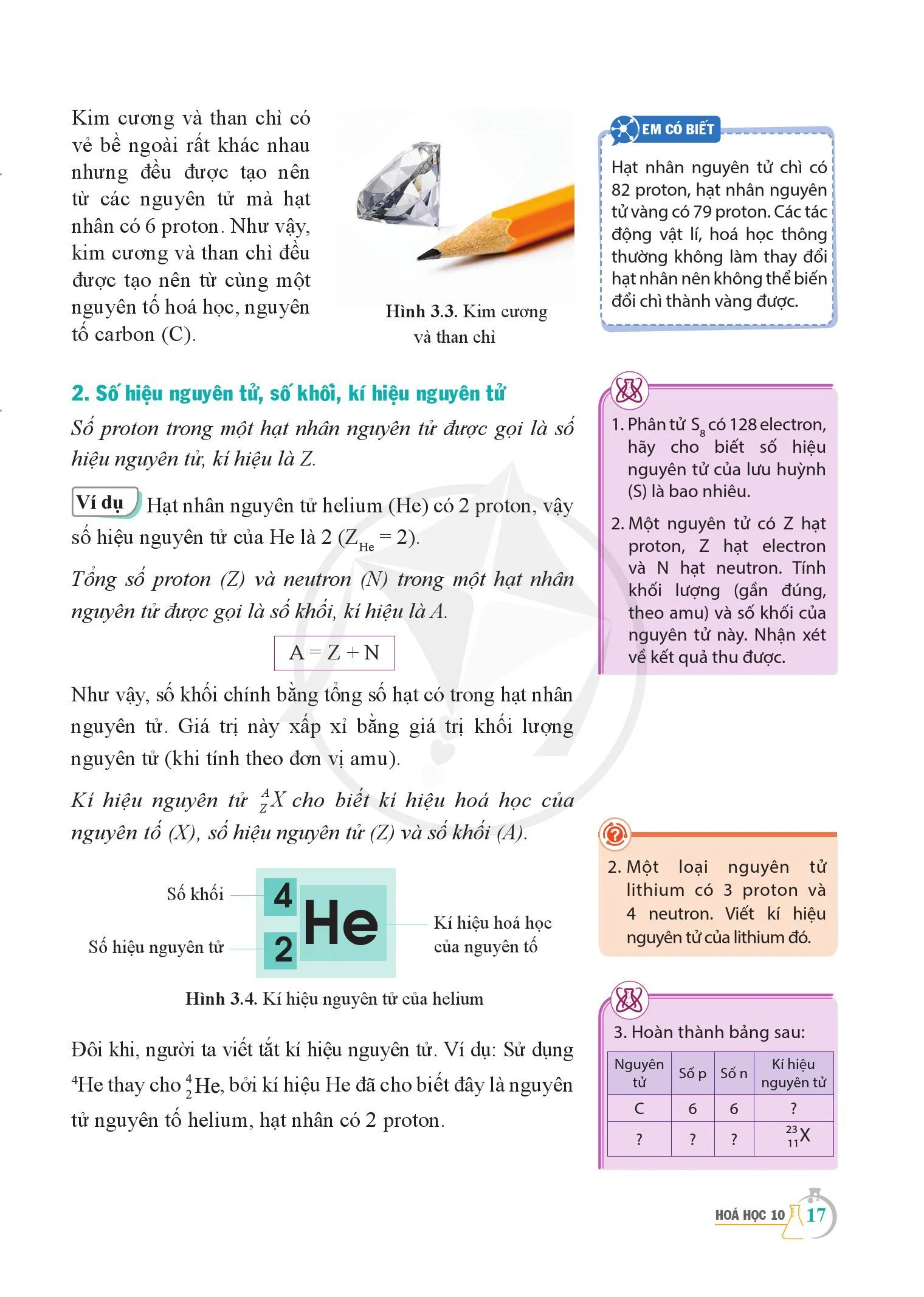 Bài 3. Nguyên tố hoá học .
