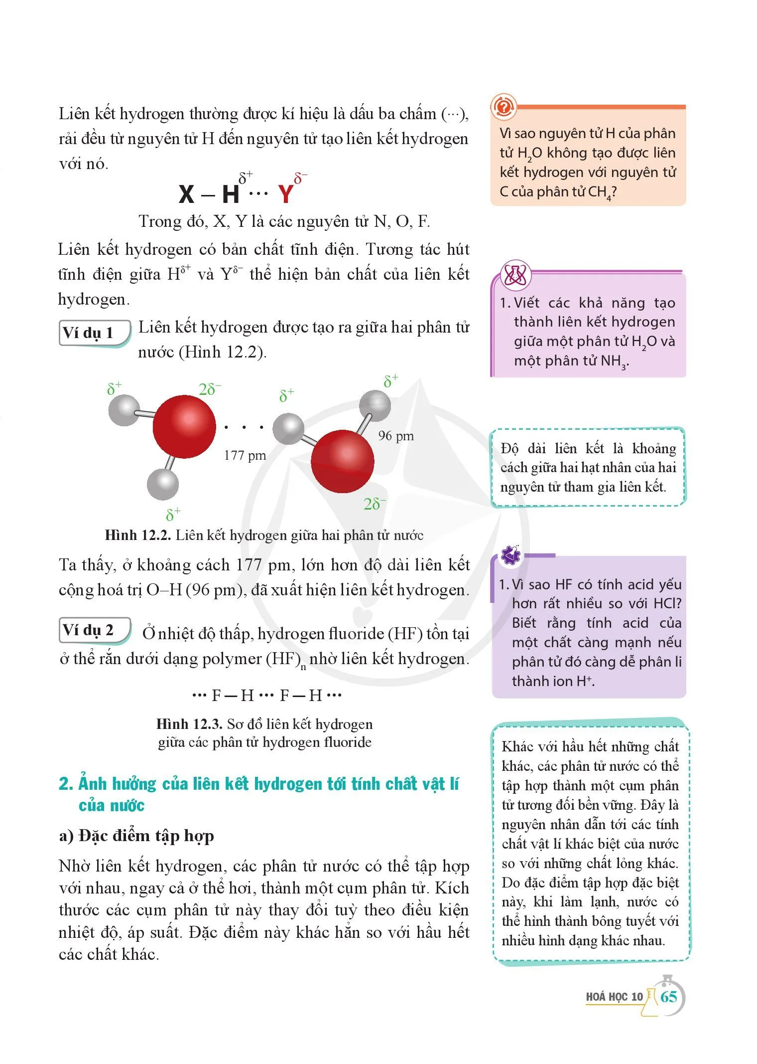 Bài 12. Liên kết hydrogen và tương tác van der Waals..