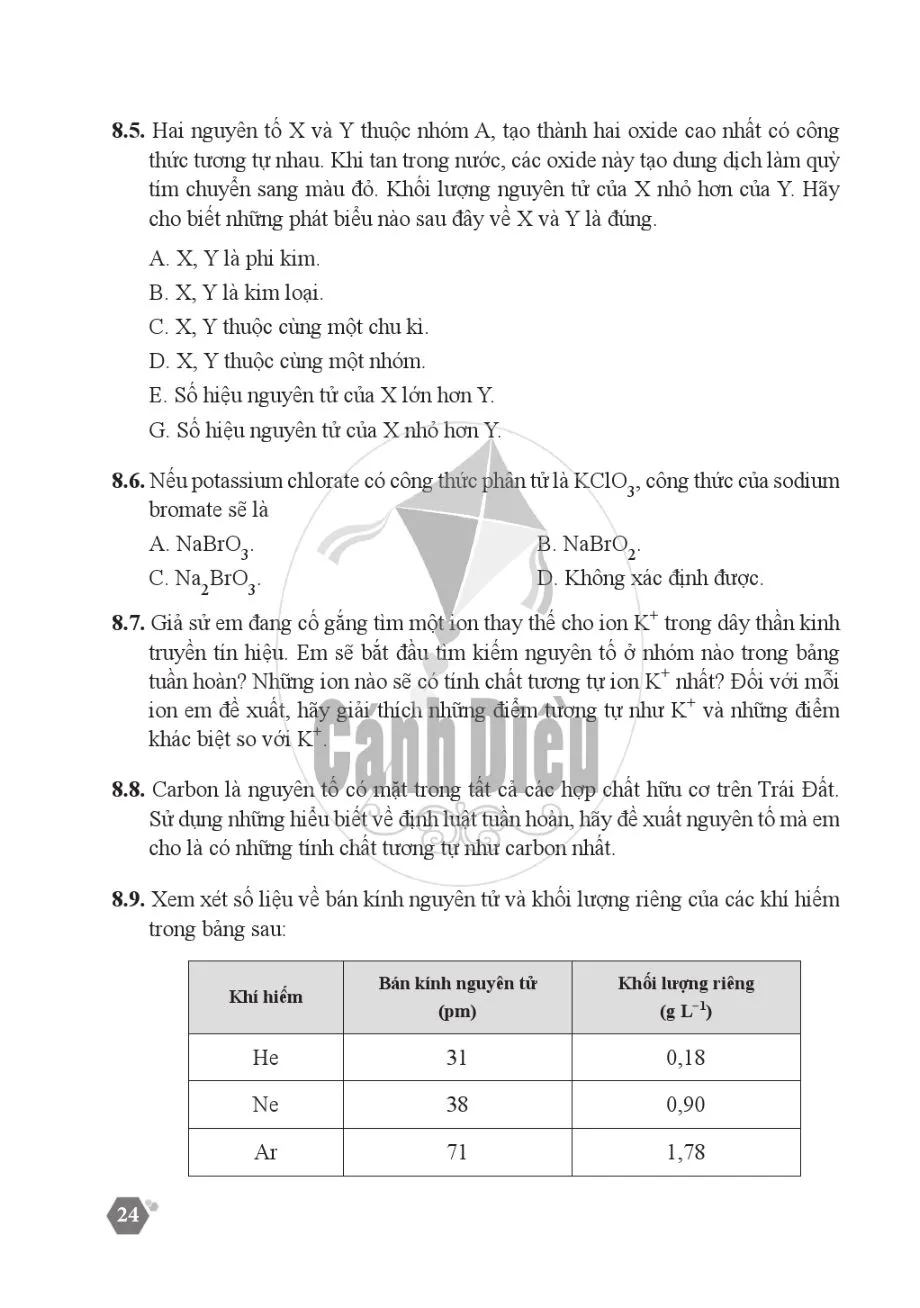Bài 8: Định luật tuần hoàn và bảng tuần hoàn các nguyên tố hoá học