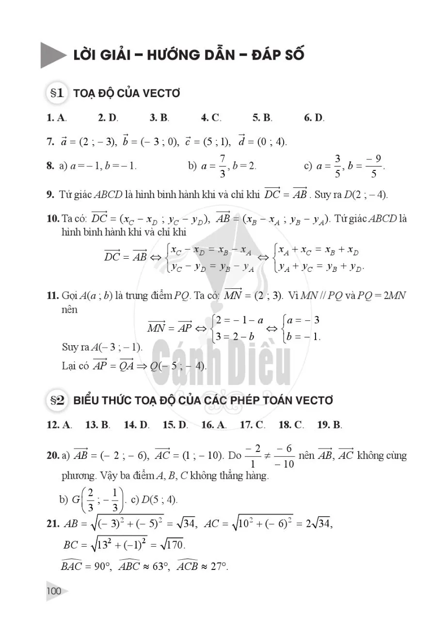 Lời giải – Hướng dẫn – Đáp số