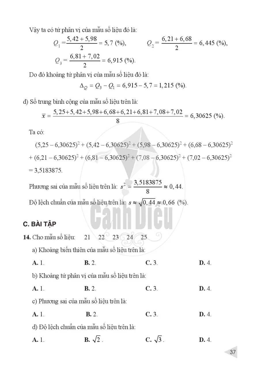 §3. Các số đặc trưng đo mức độ phân tán cho mẫu số liệu không ghép nhóm