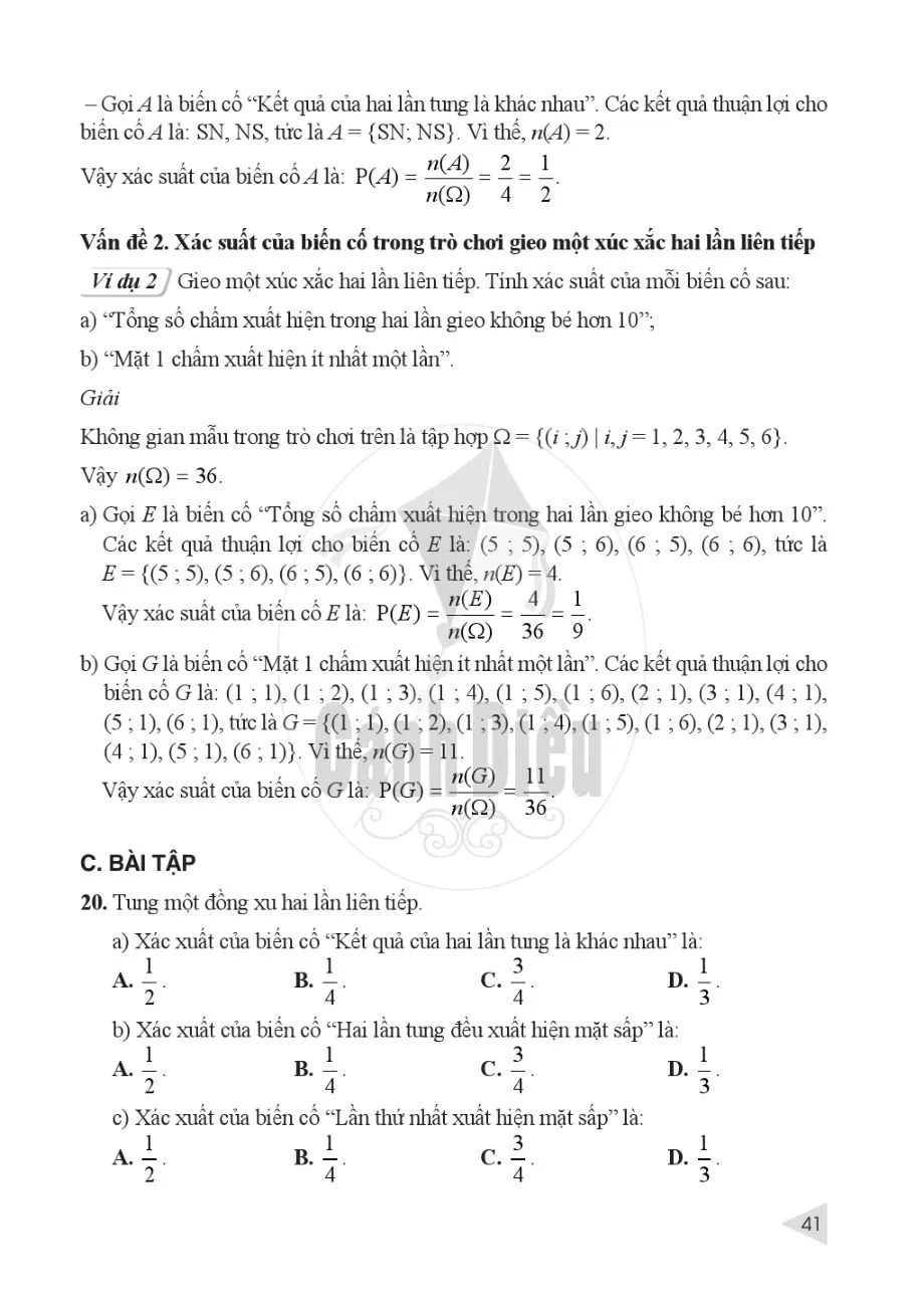 §4. Xác suất của biến cố trong một số trò chơi đơn giản