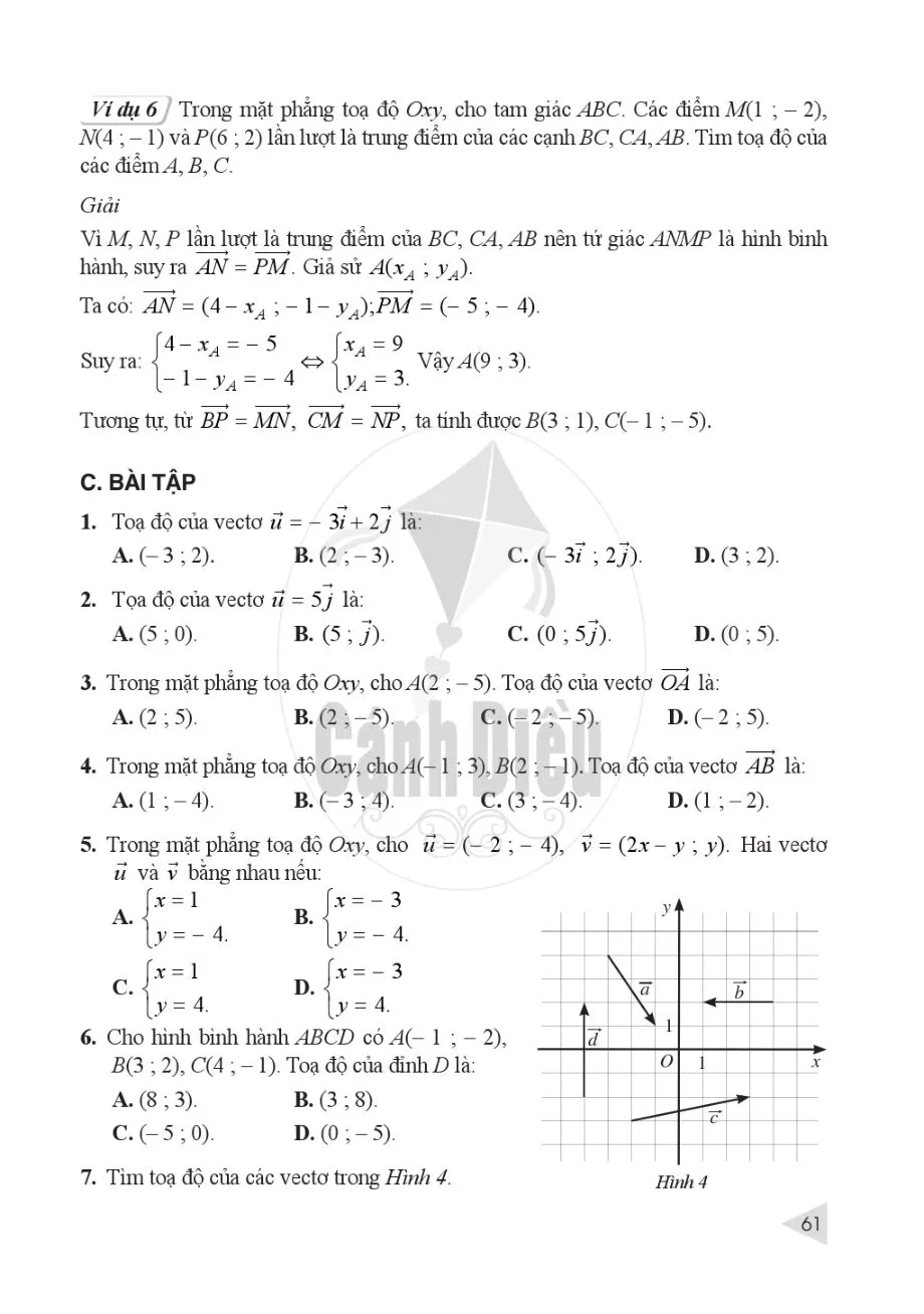 §2. Biểu thức toạ độ của các phép toán vectơ