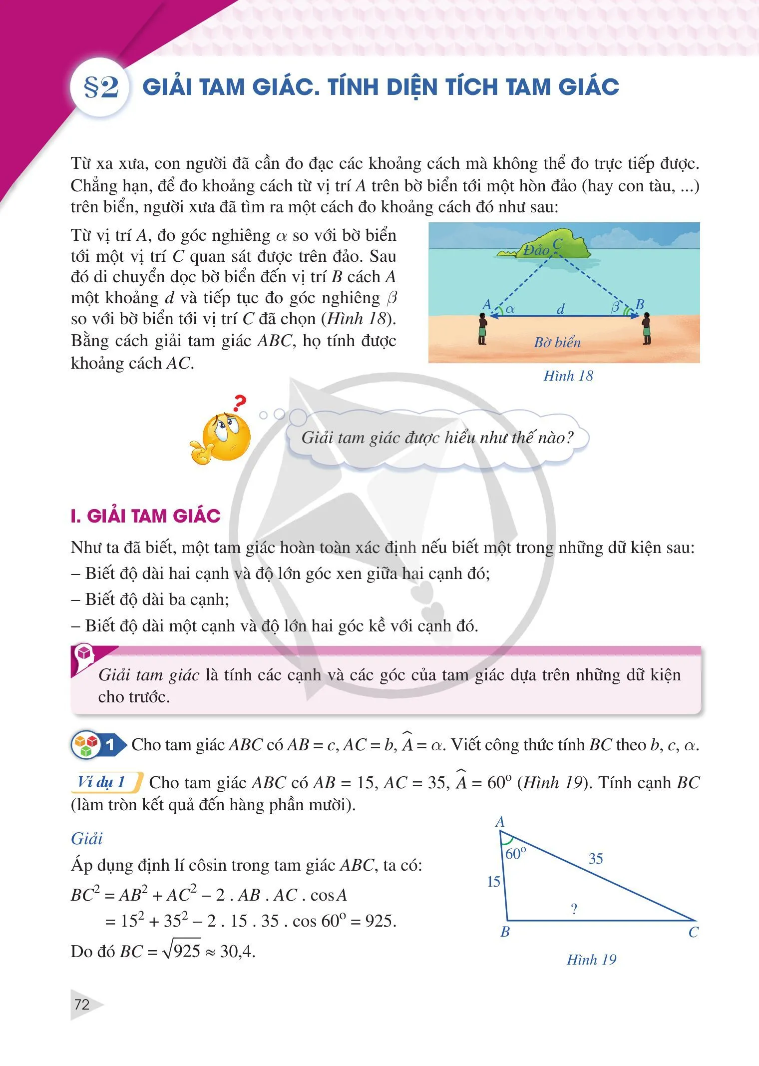 §1. Giá trị lượng giác của một góc từ 0° đến 180°. Định lí côsin và định lí sin trong tam giác