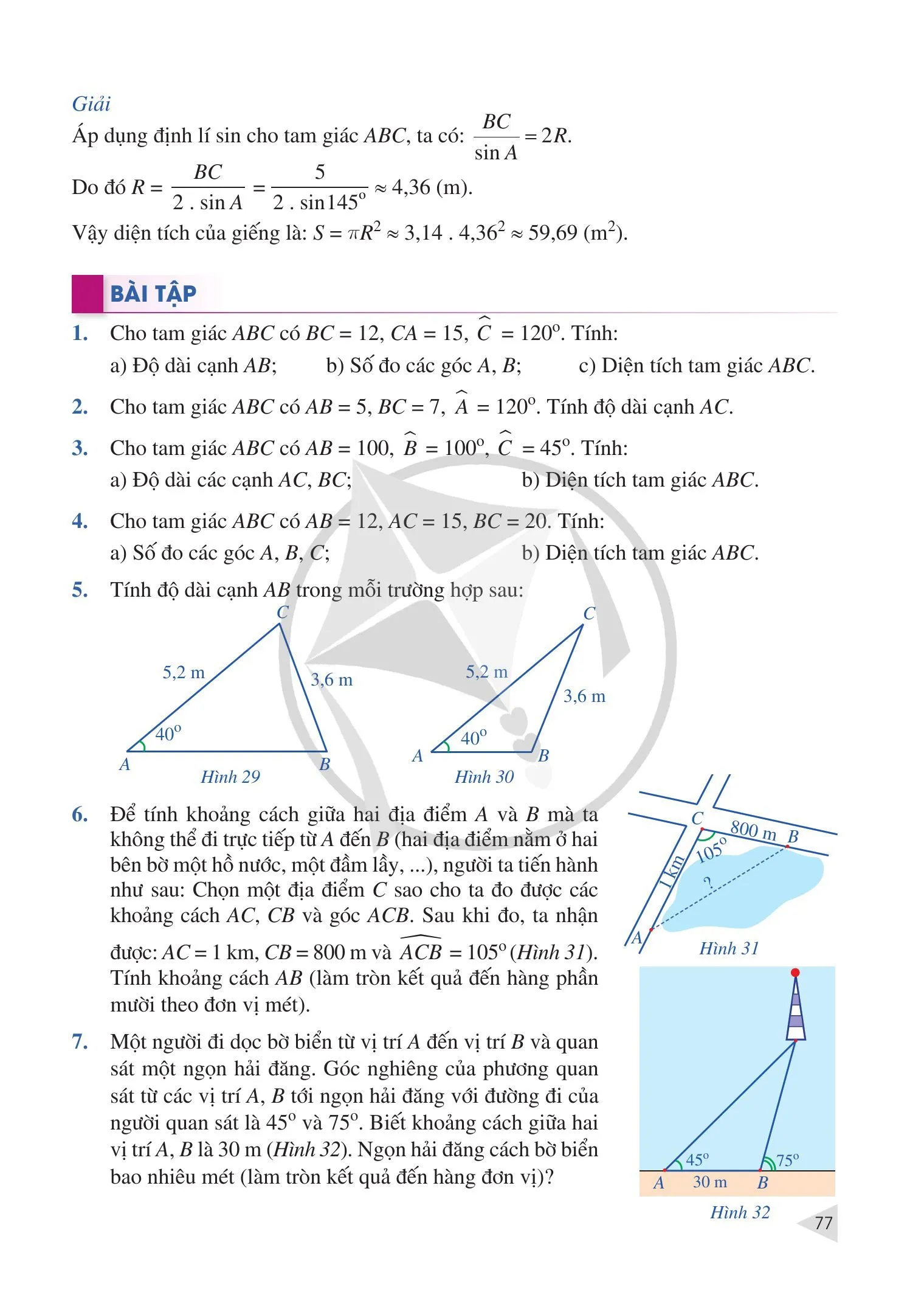 §2. Giải tam giác. Tính diện tích tam giác