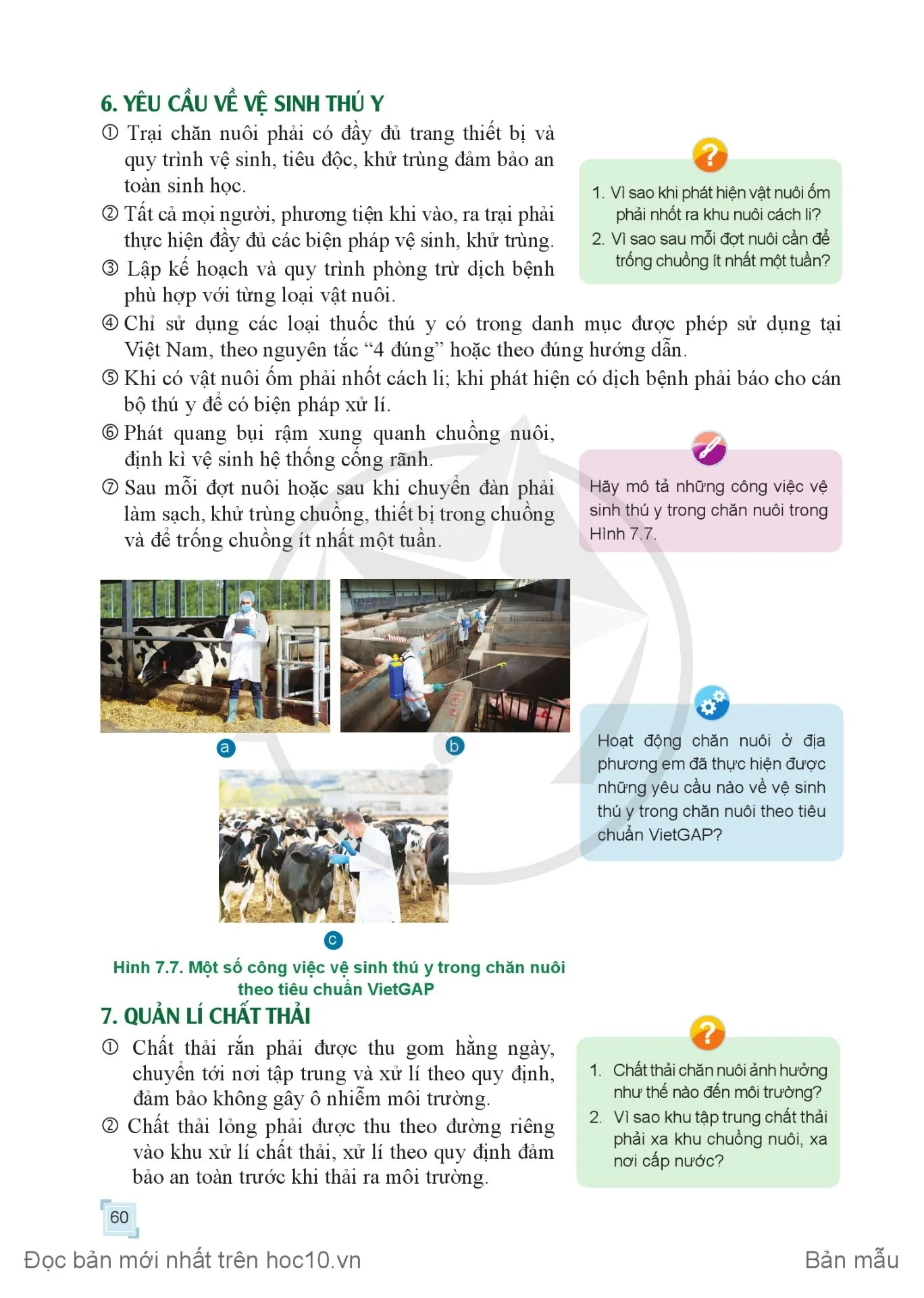 Bài 7. Một số yêu cầu cơ bản của chăn nuôi theo tiêu chuẩn VietGAP. 