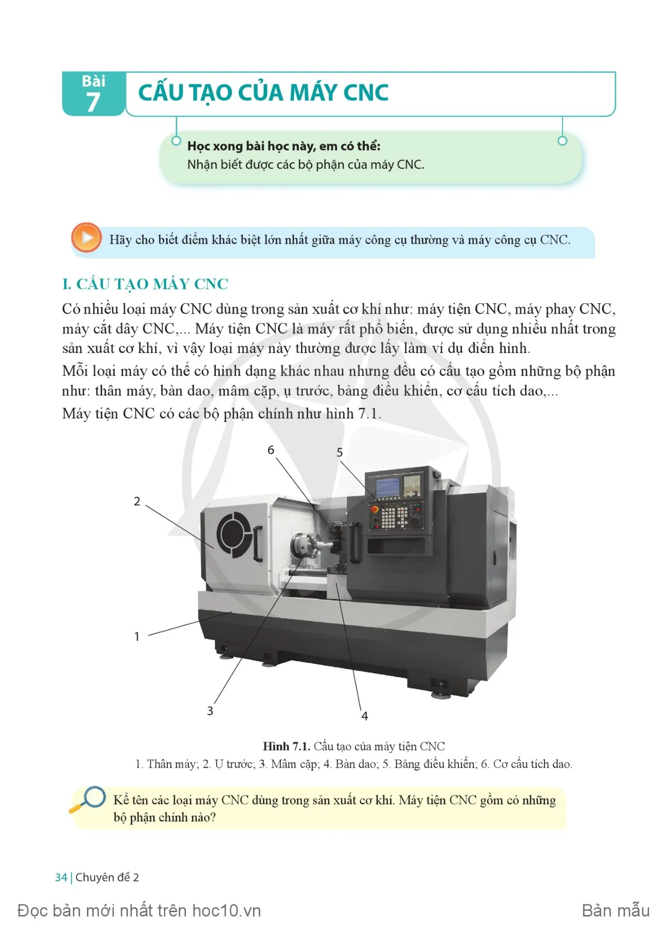 Bài 7 Cấu tạo của máy CNC