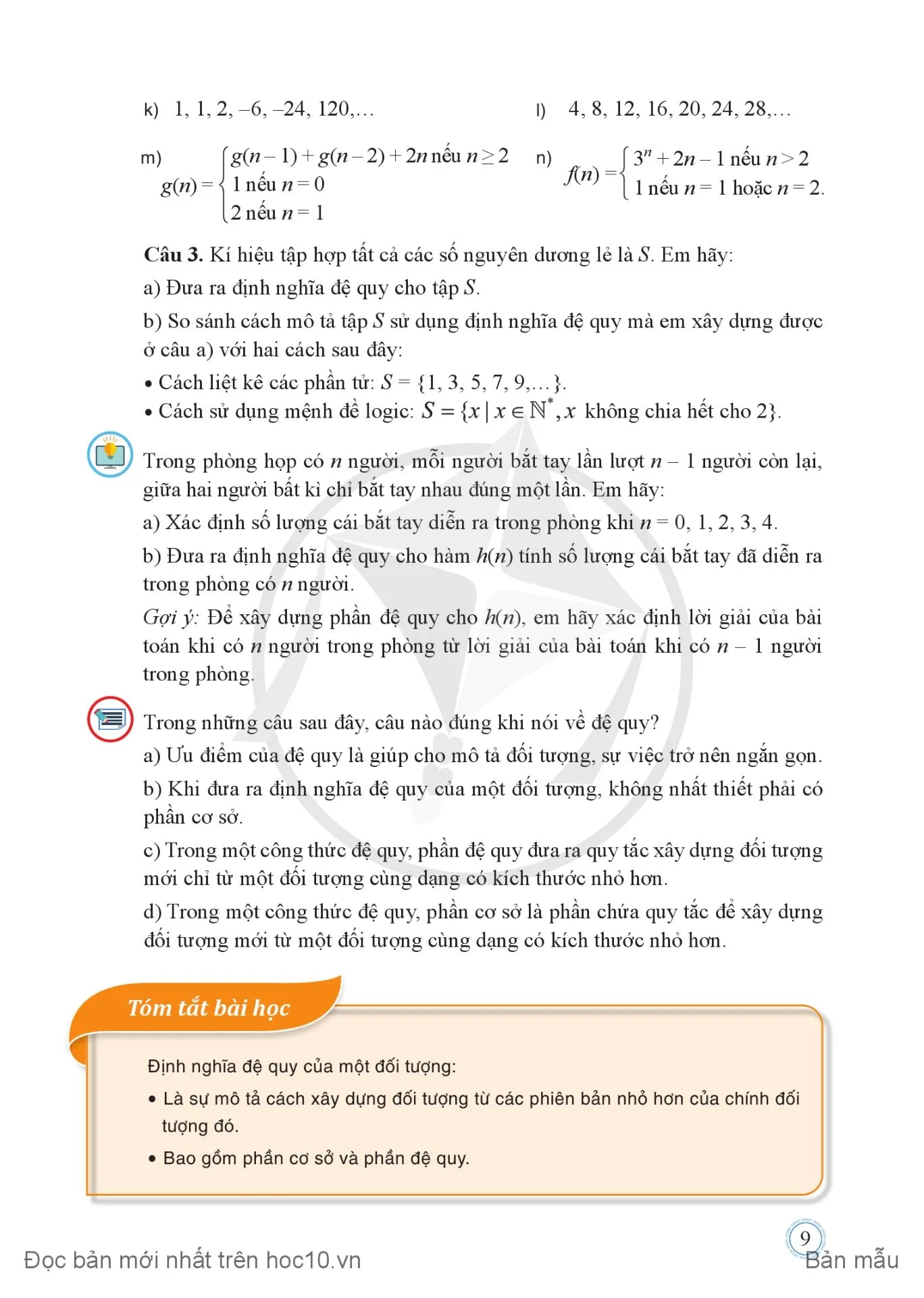 Bài 1. Khái niệm đệ quy và ví dụ