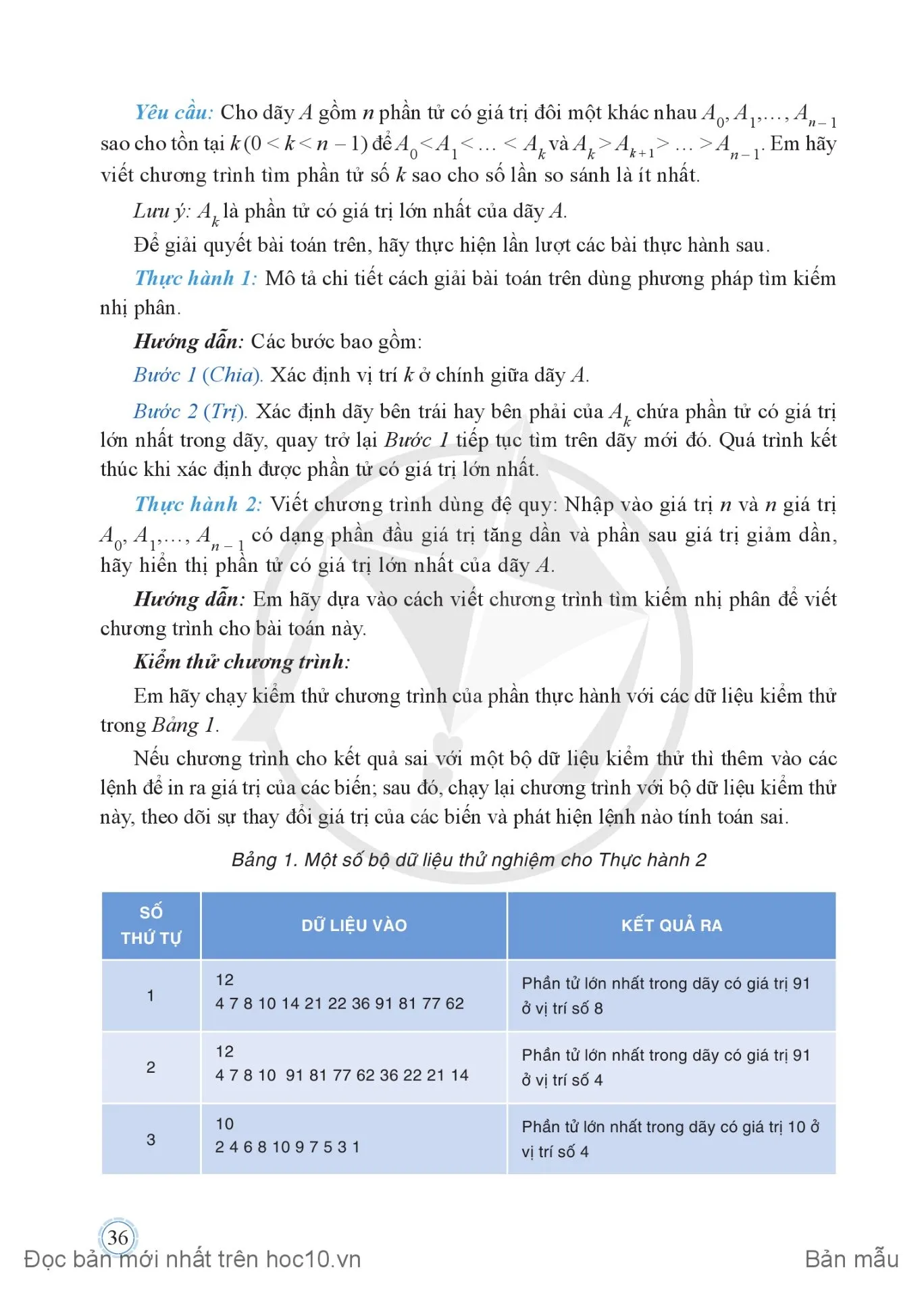 Bài 3. Thực hành ứng dụng thuật toán tìm kiếm nhị phân bằng đệ quy