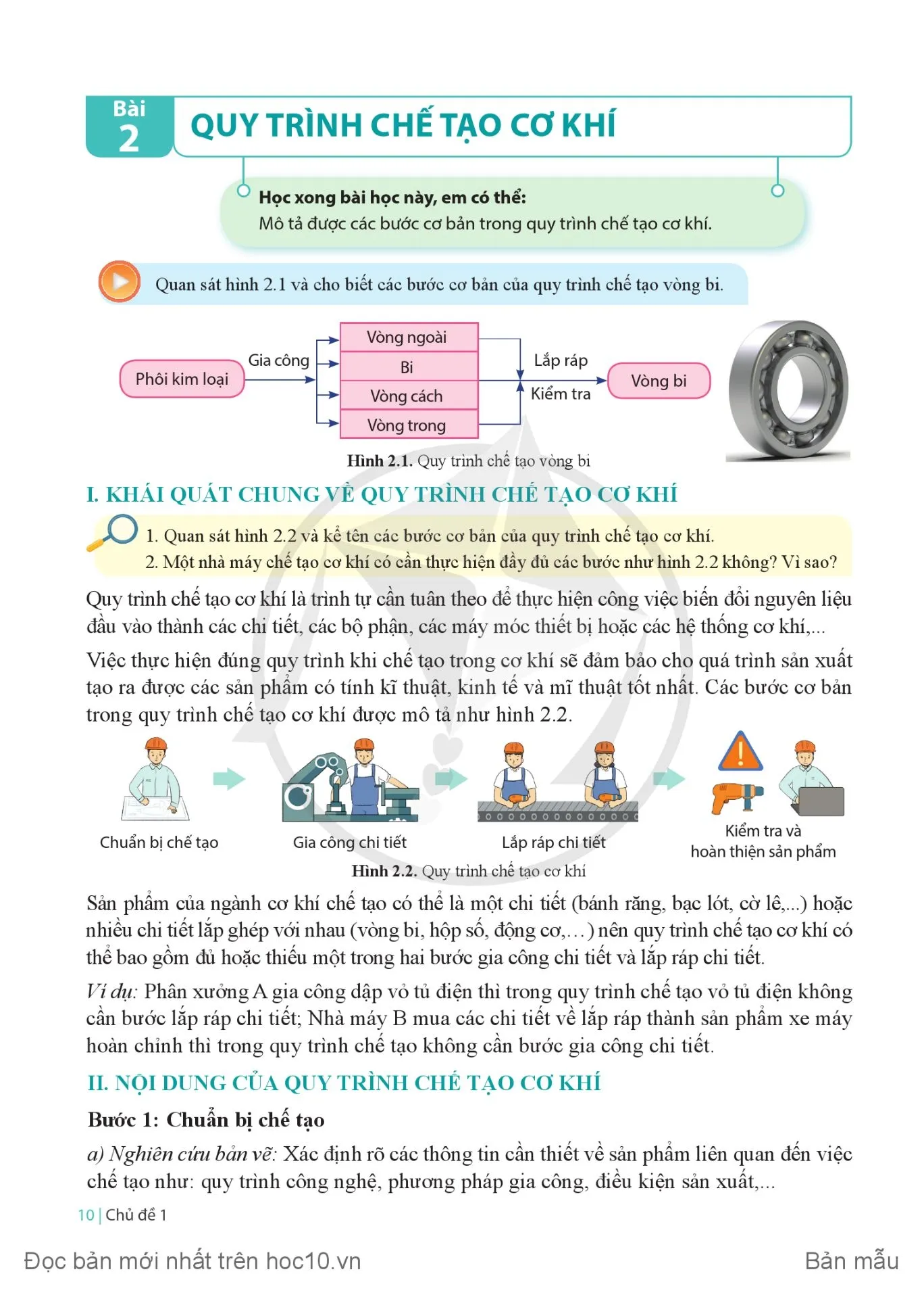 Bài 1 Khái quát về cơ khí chế tạo