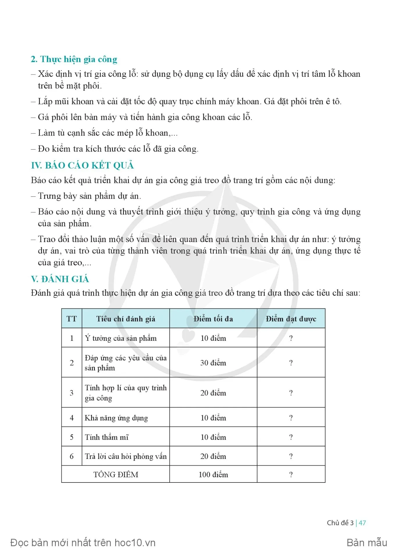 Bài 10 Dự án: Gia công giá treo đổ trang trí