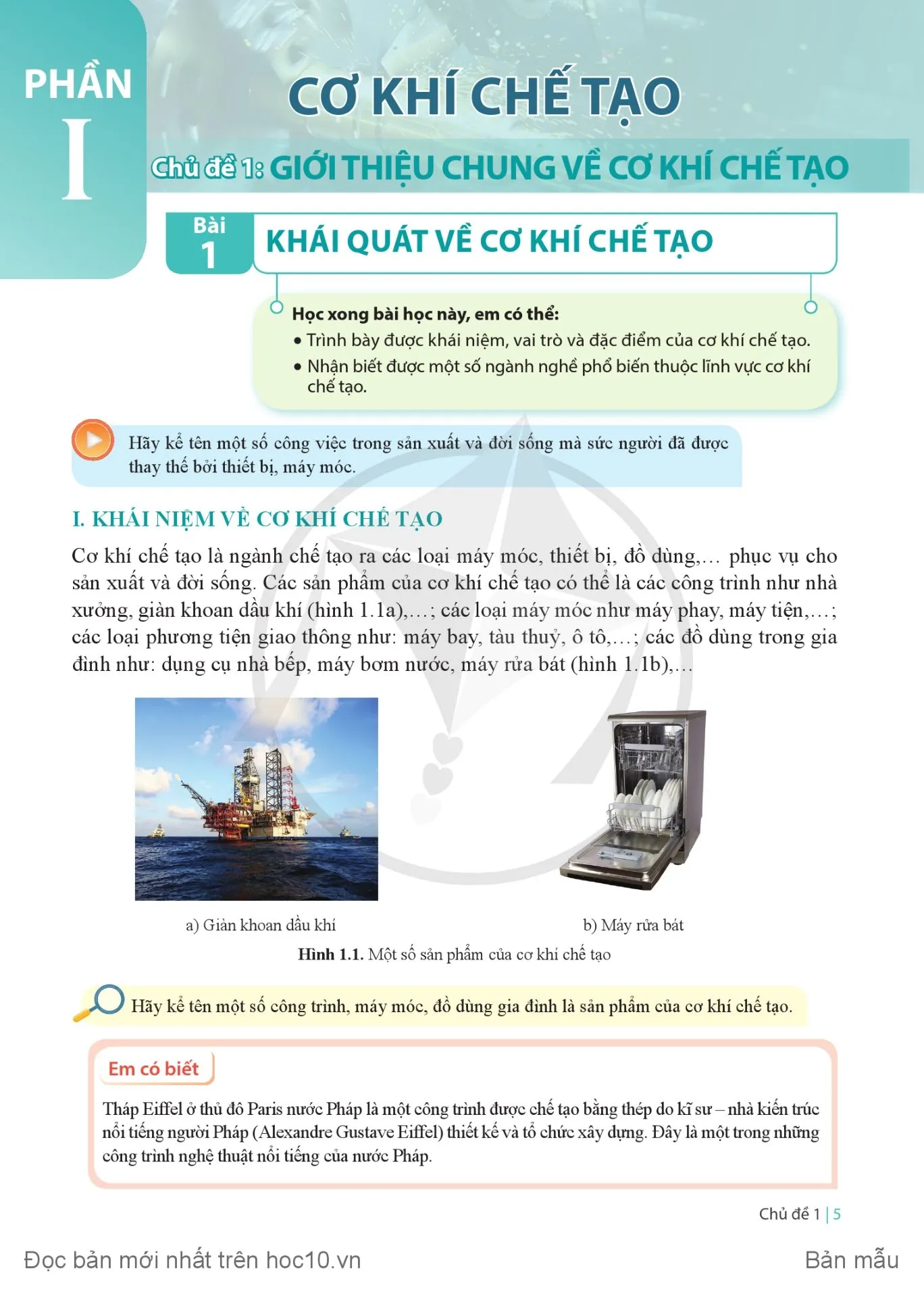 Bài 1 Khái quát về cơ khí chế tạo