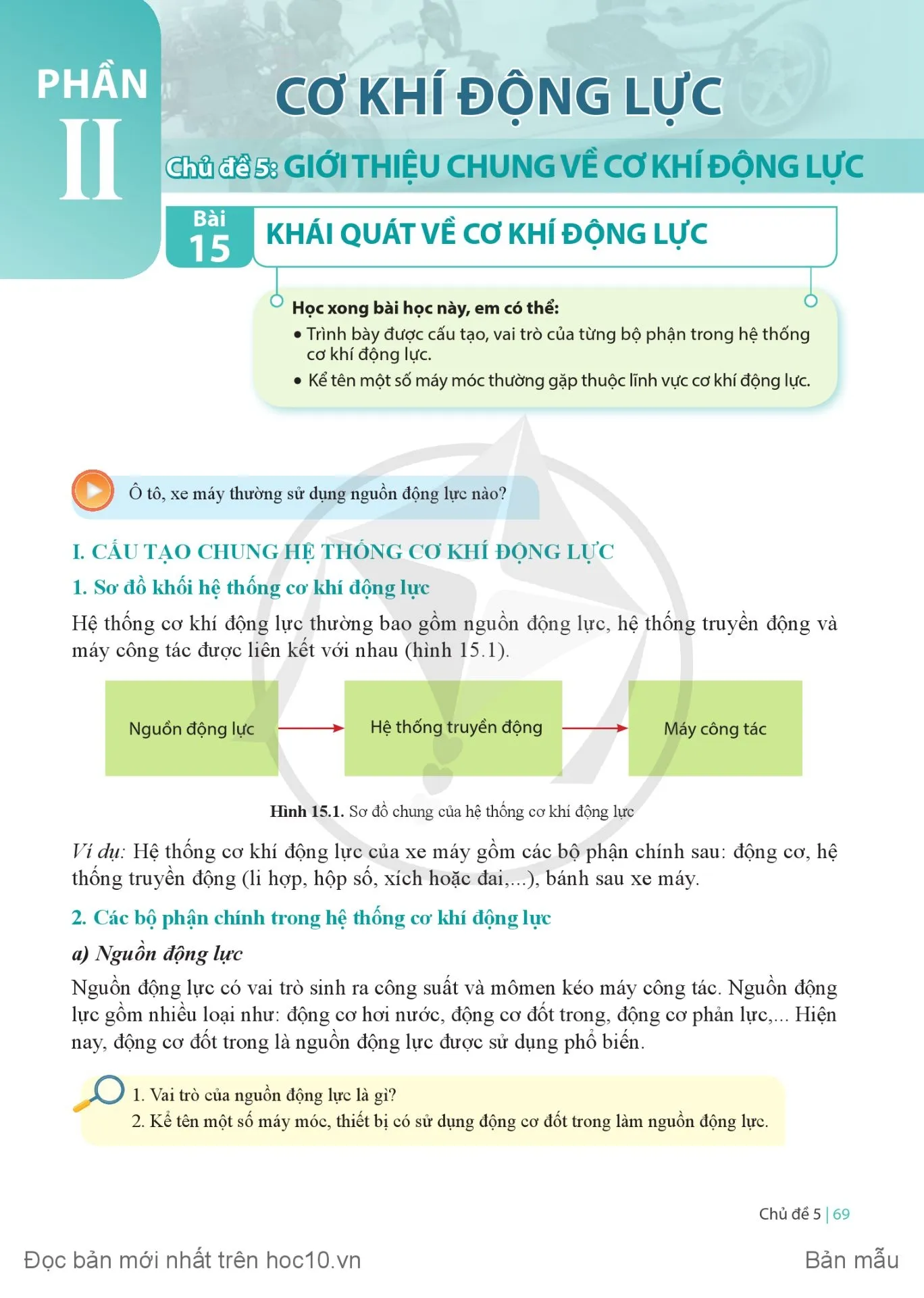 Bài 15 Khái quát về cơ khí động lực