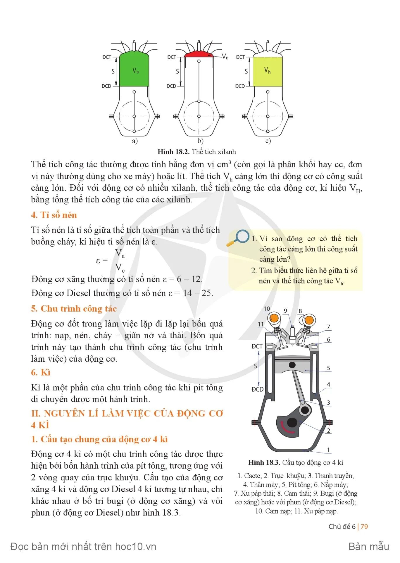 Bài 18 Nguyên lí làm việc của động cơ đốt trong