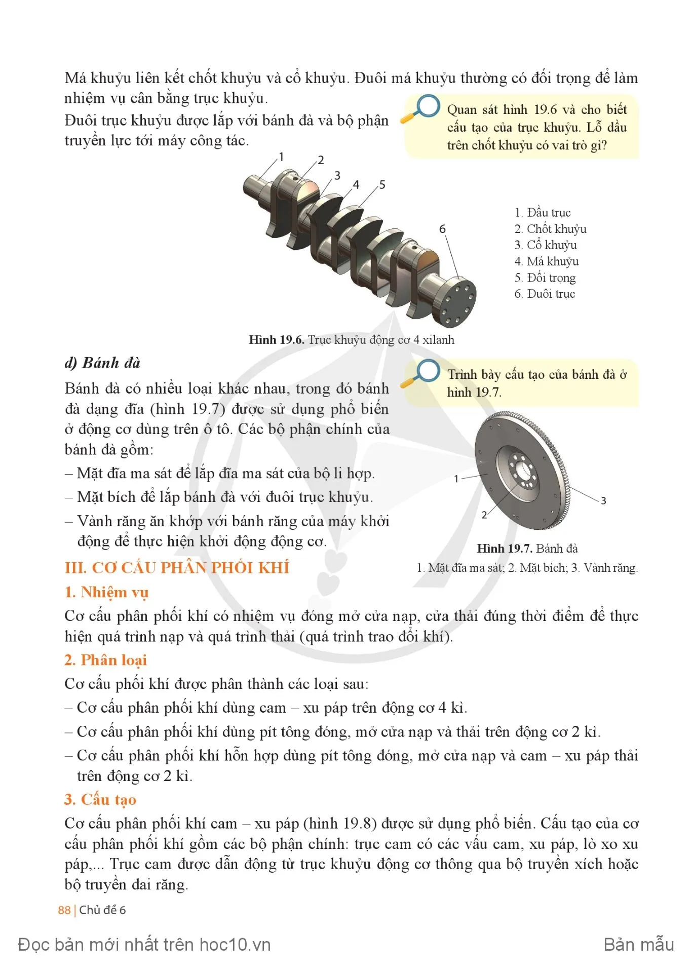 Bài 19 Thân máy và các cơ cấu của động cơ đốt trong