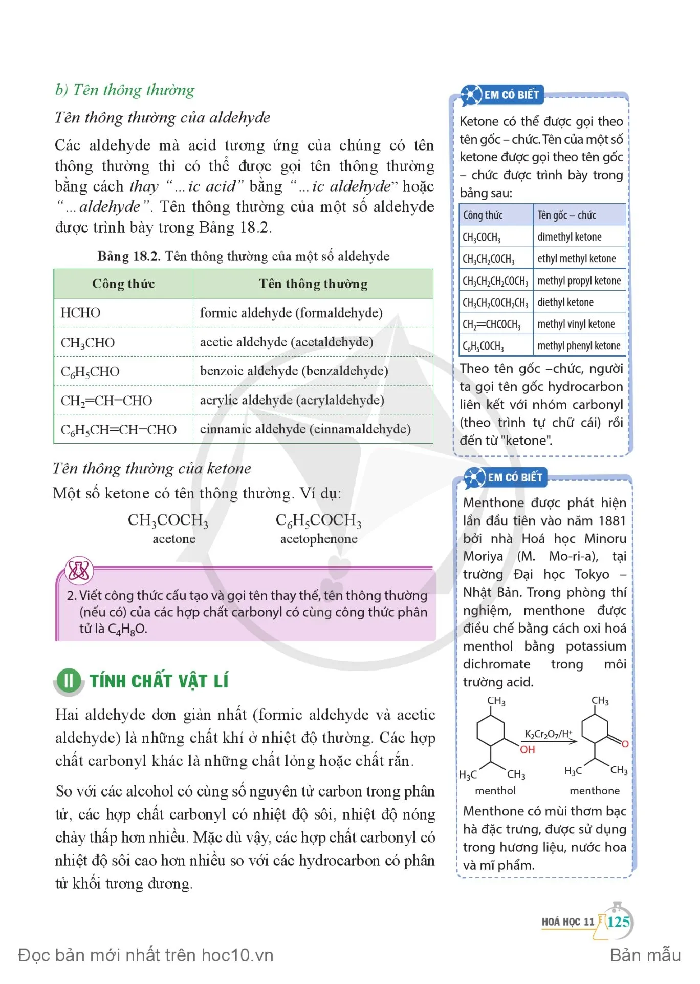 Bài 18. Hợp chất carbonyl.