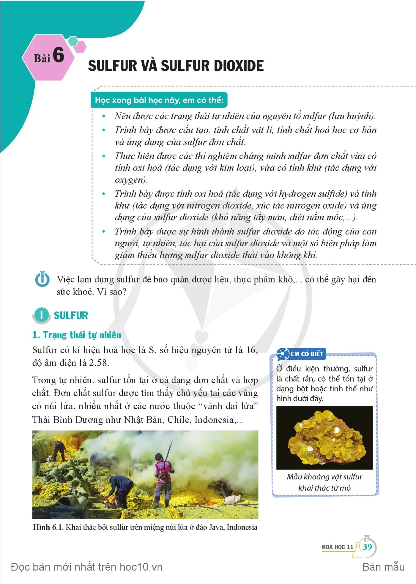 Bài 6. Sulfur và sulfur dioxide