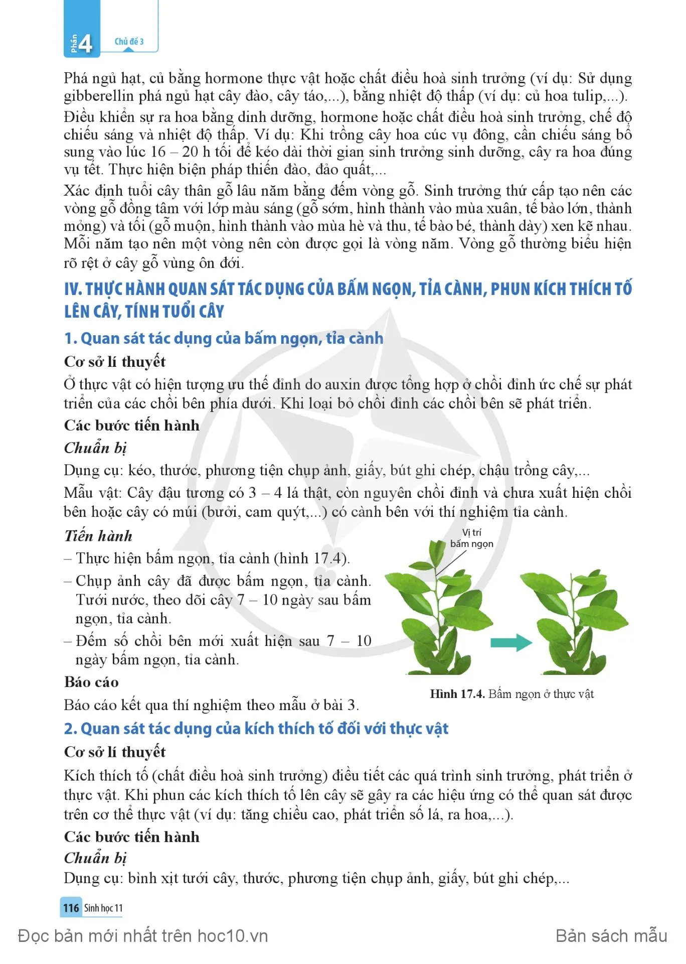 Bài 17. Các nhân tố ảnh hưởng đến sinh trưởng và phát triển ở thực vật