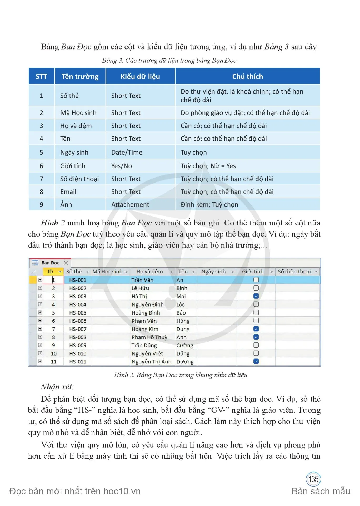 Bài 2. Tạo bảng trong cơ sở dữ liệu