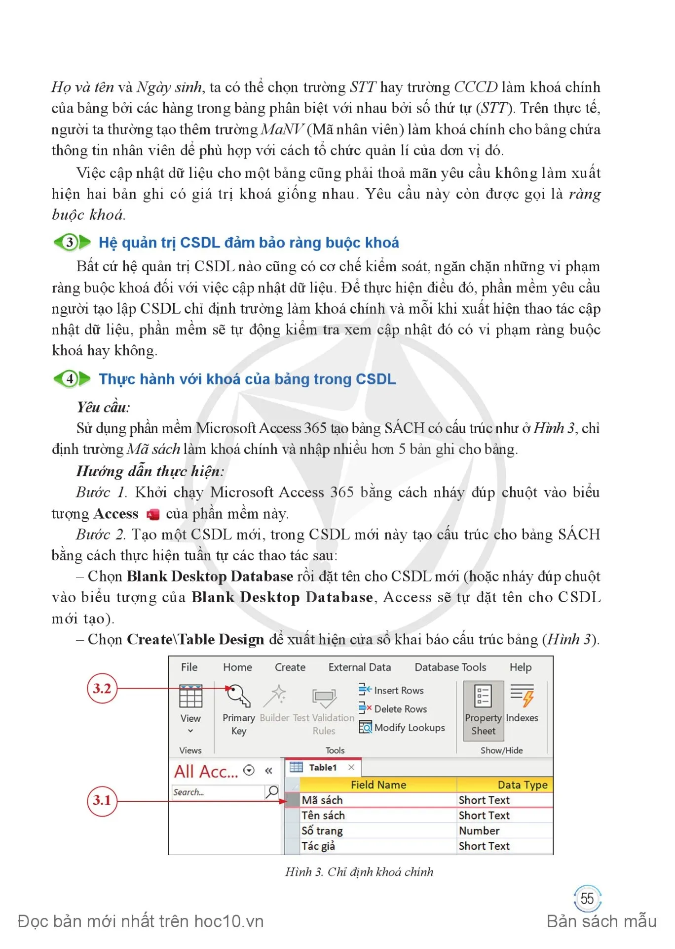 Bài 2. Bảng và khoá chính trong cơ sở dữ liệu quan hệ