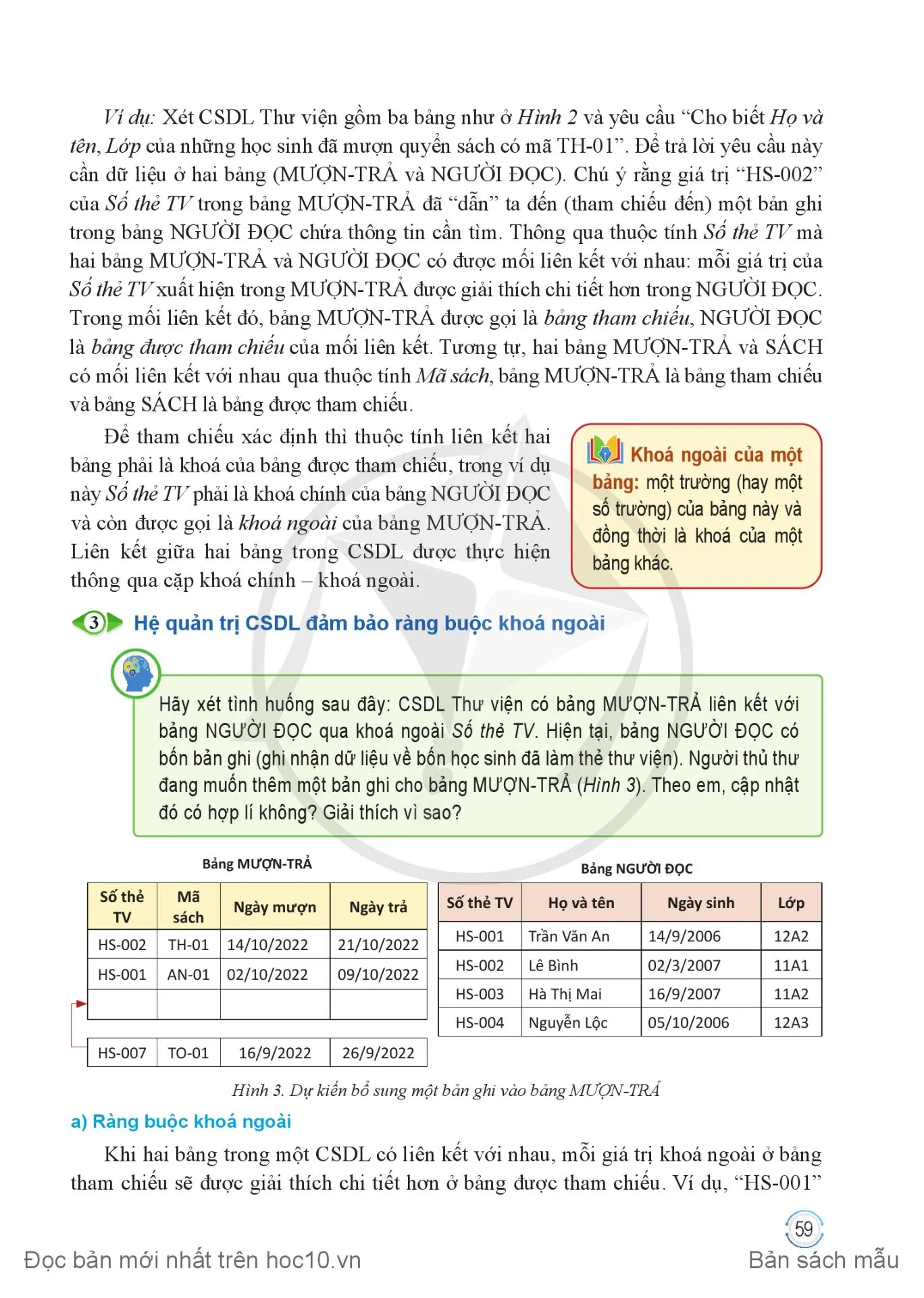 Bài 3. Quan hệ giữa các bảng và khoá ngoài trong cơ sở dữ liệu quan hệ