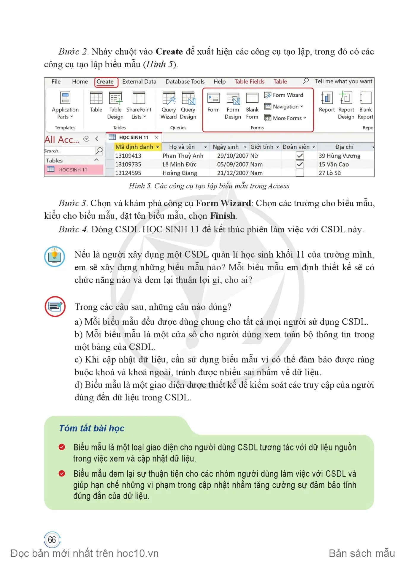 Bài 4. Các biểu mẫu cho xem và cập nhập dữ liệu 